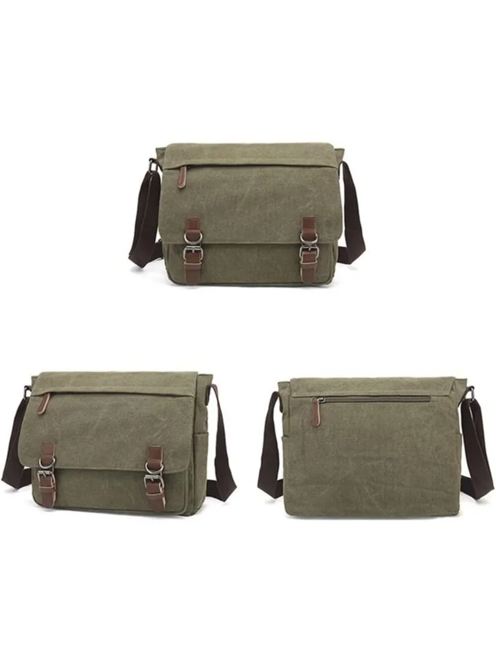 Vintage Canvas Messenger Bag | Large Leather Crossbody for 15